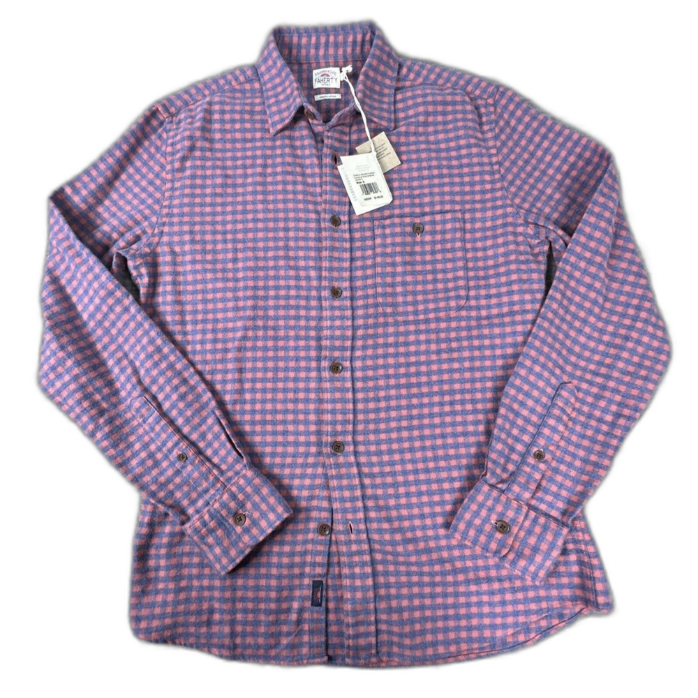 FAHERTY FLANNEL EVERYDAY STRETCH SEAVIEW Organic Cotton BLR Blue Rose Gingham S